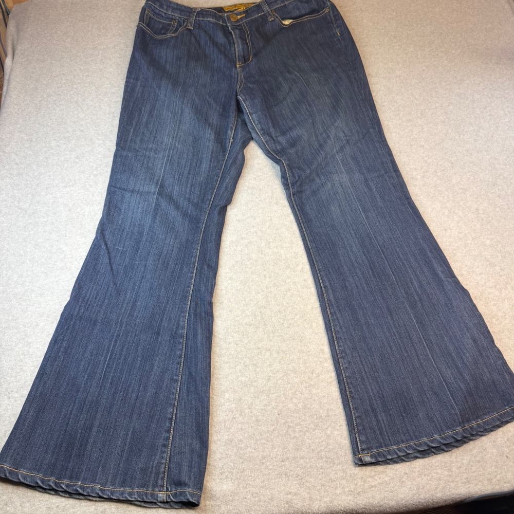 Seven7 Premium Denim Womens Size 14 Dark Wash Embellished Flare Jeans Studded